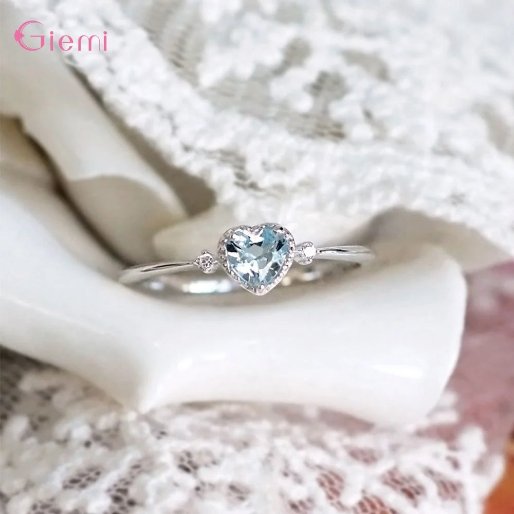 Simple Blue Heart Ring