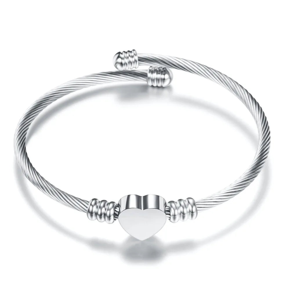Cable Heart Bracelet Bangle