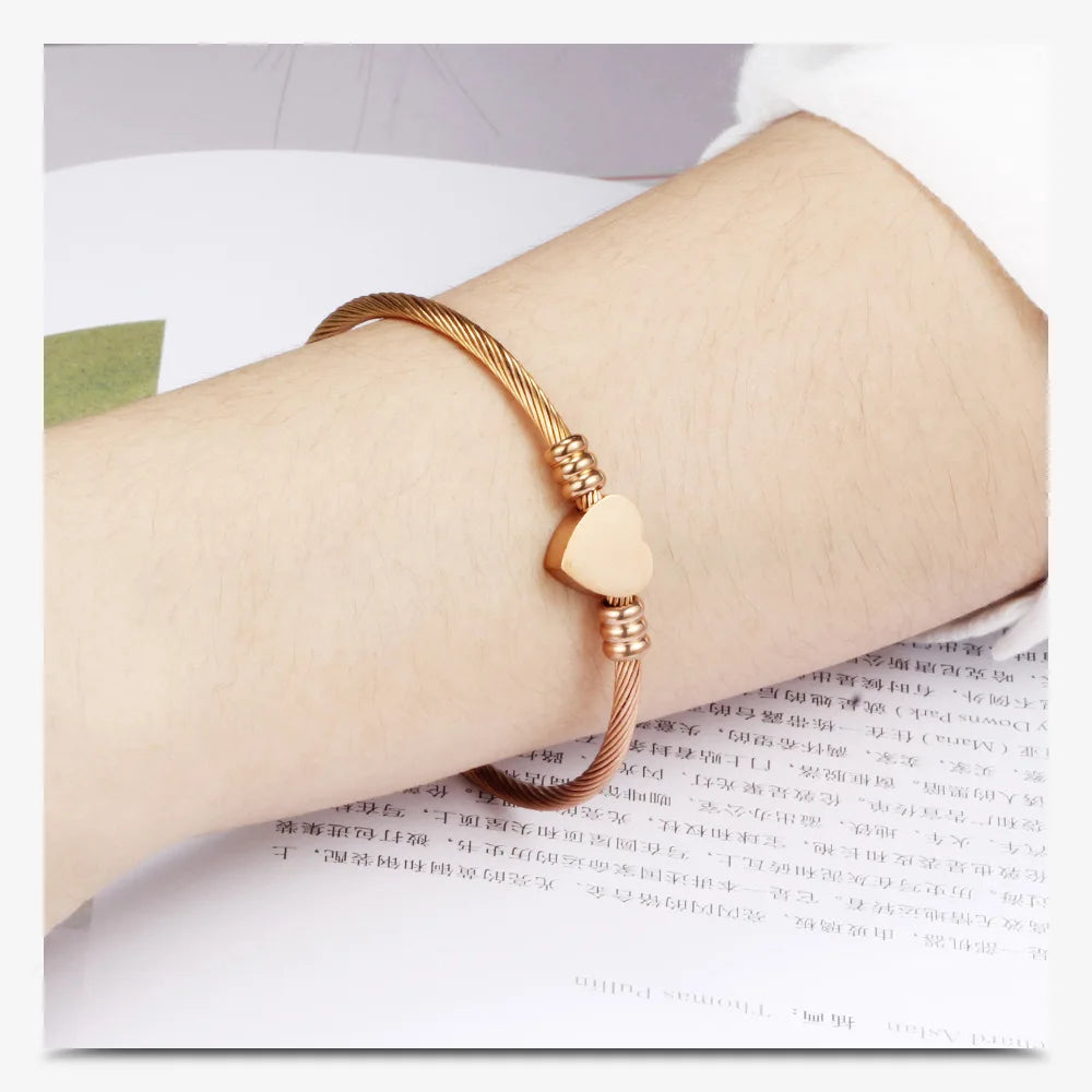 Cable Heart Bracelet Bangle