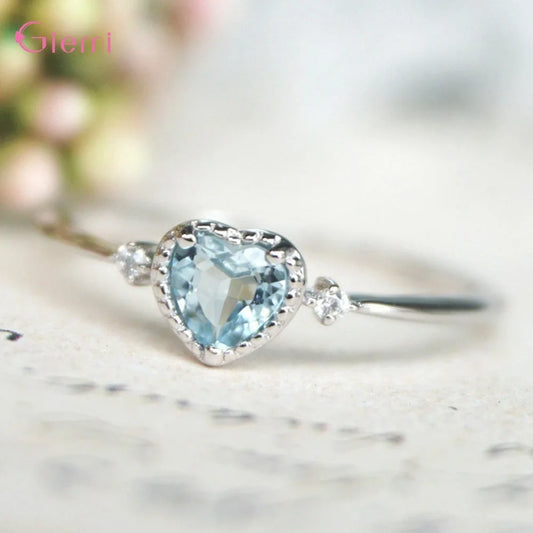 Simple Blue Heart Ring