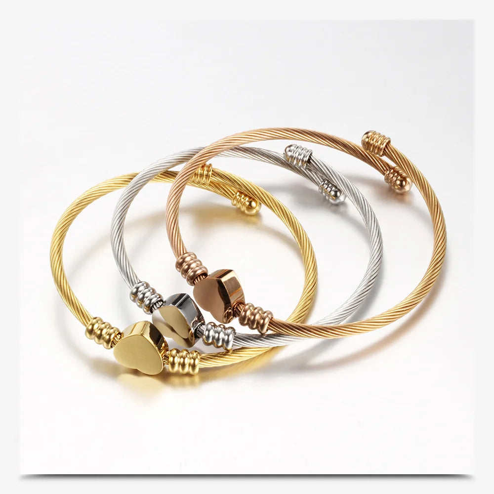 Cable Heart Bracelet Bangle