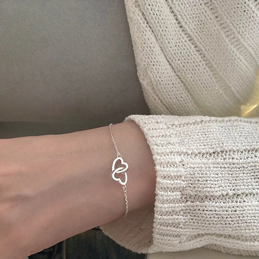 Double Heart Pendent Bracelet