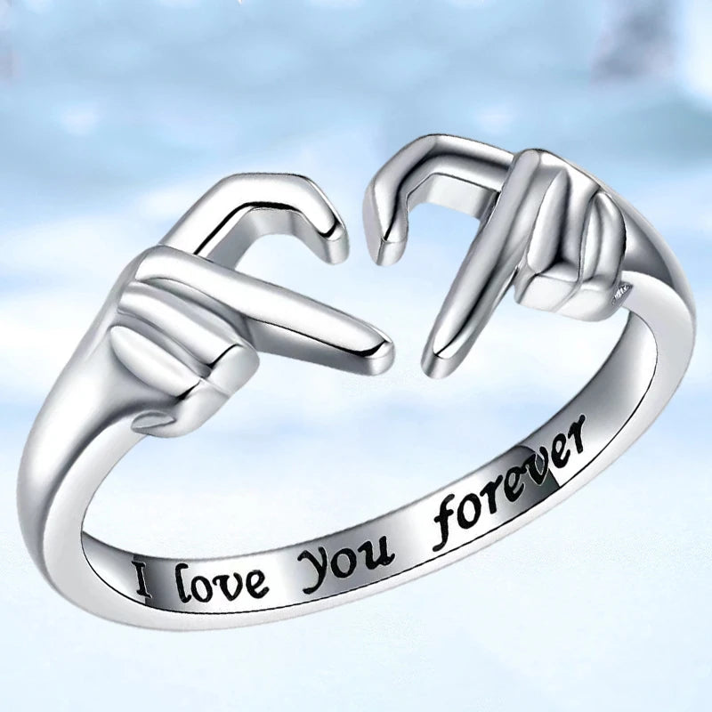 Double Hand Heart Ring