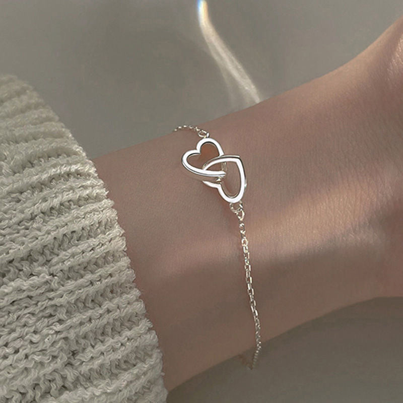 Double Heart Pendent Bracelet