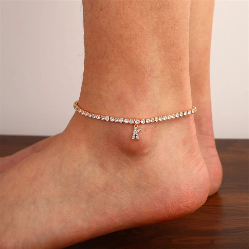 26 Letter Rhinestone Anklet