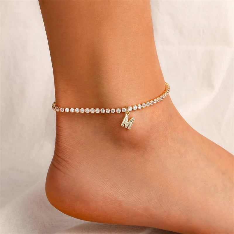 26 Letter Rhinestone Anklet