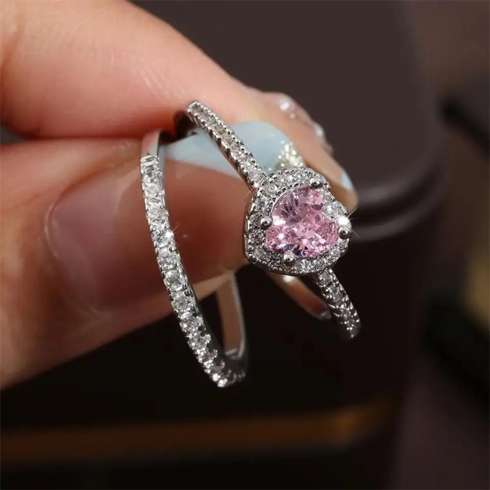 Pink Heart Ring with sparkly band