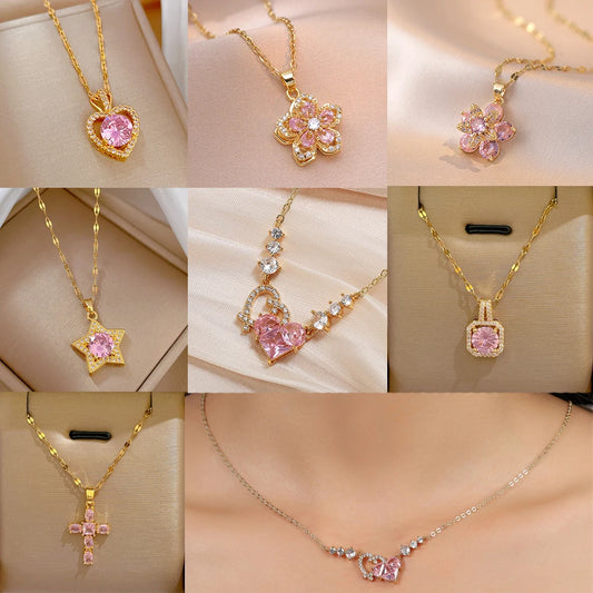 Pink Pendant Necklace