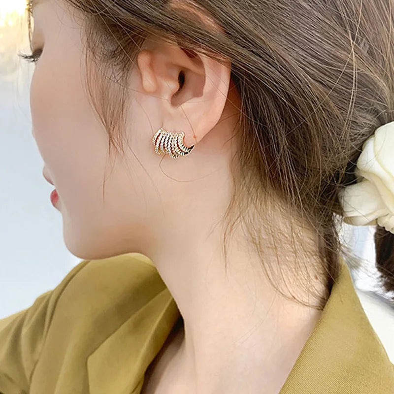 Multi-layer C-shaped Stud Earrings