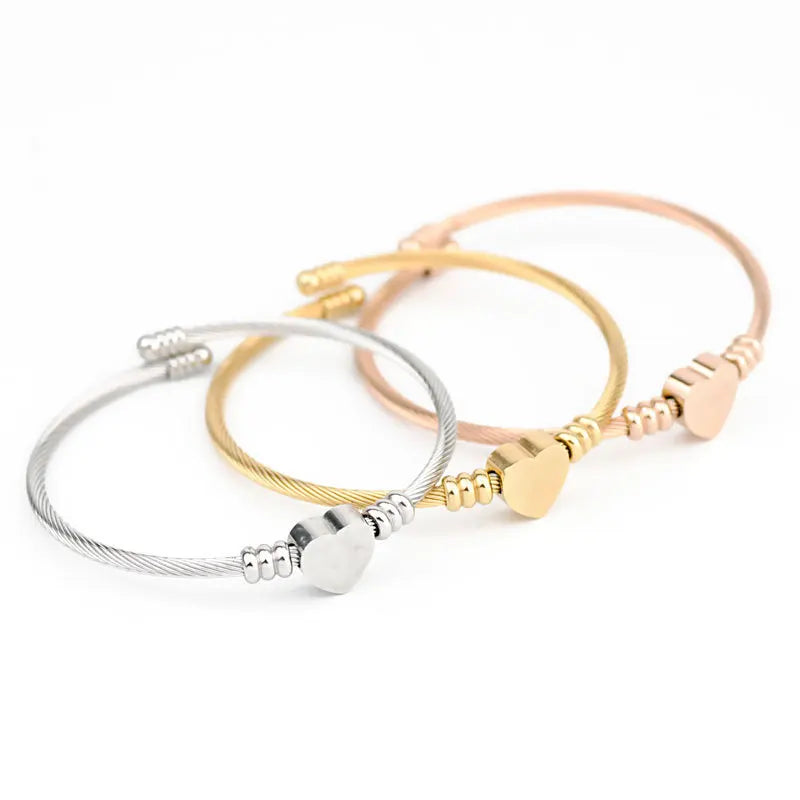 Cable Heart Bracelet Bangle