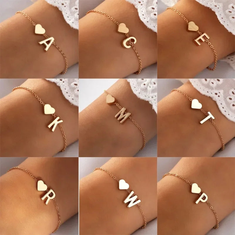 Mini Love Heart Bracelet with personalised letter