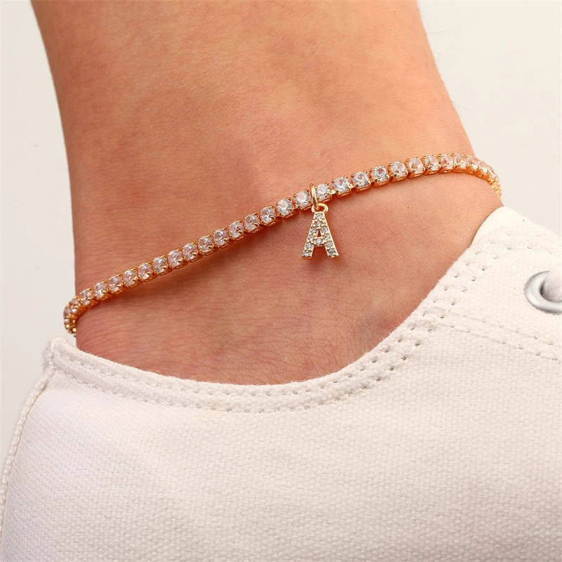 26 Letter Rhinestone Anklet