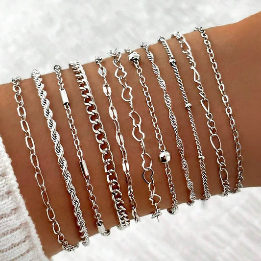 11 Pcs Vintage Twist Chain Bracelets Sets