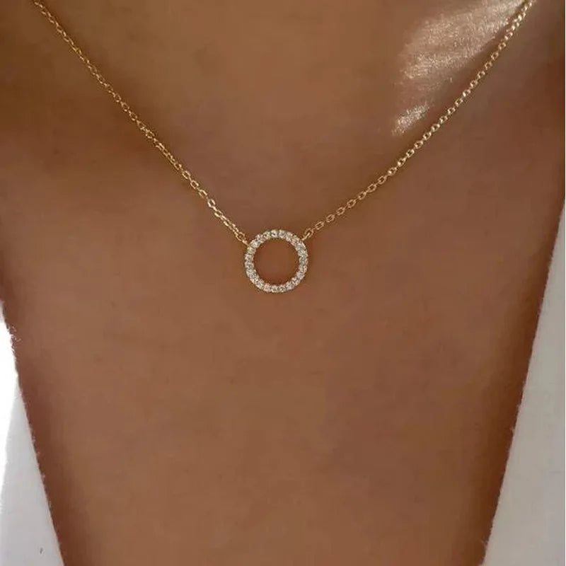 Gold Circle Pendant with Jewels