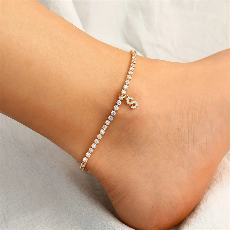 26 Letter Rhinestone Anklet