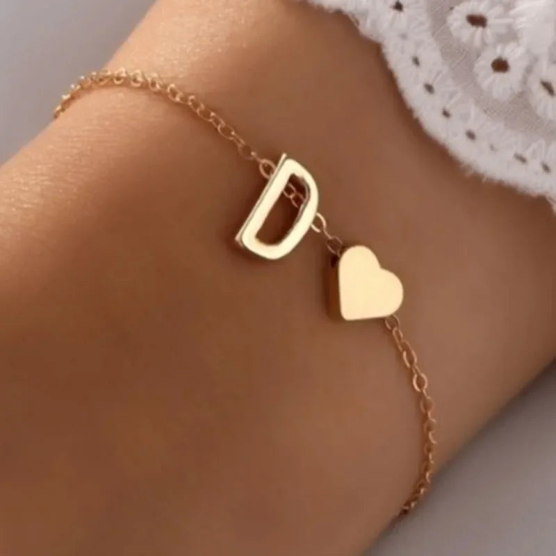 Mini Love Heart Bracelet with personalised letter