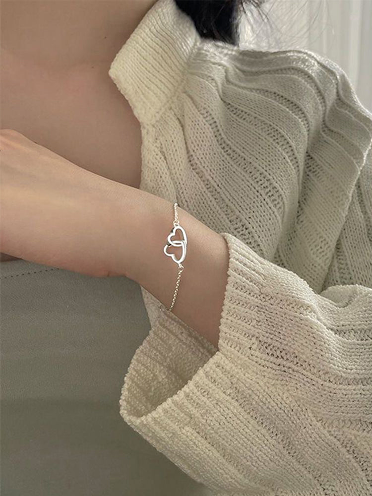 Double Heart Pendent Bracelet