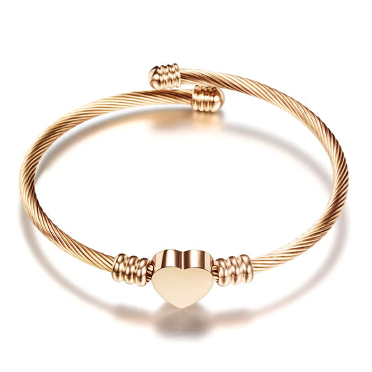 Cable Heart Bracelet Bangle