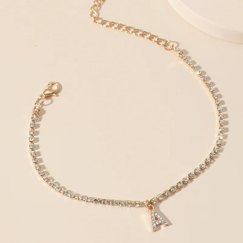 26 Letter Rhinestone Anklet