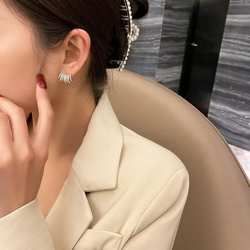 Multi-layer C-shaped Stud Earrings