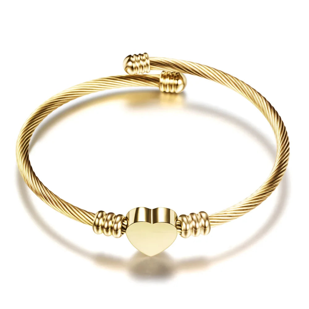 Cable Heart Bracelet Bangle