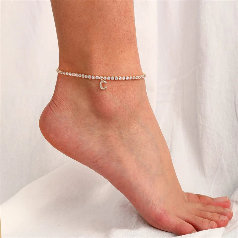 26 Letter Rhinestone Anklet