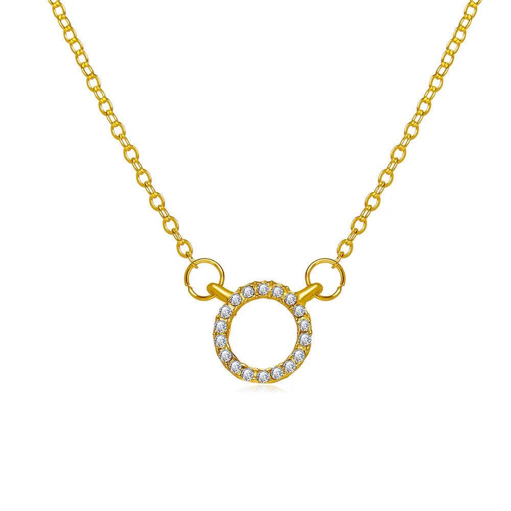 Gold Circle Pendant with Jewels