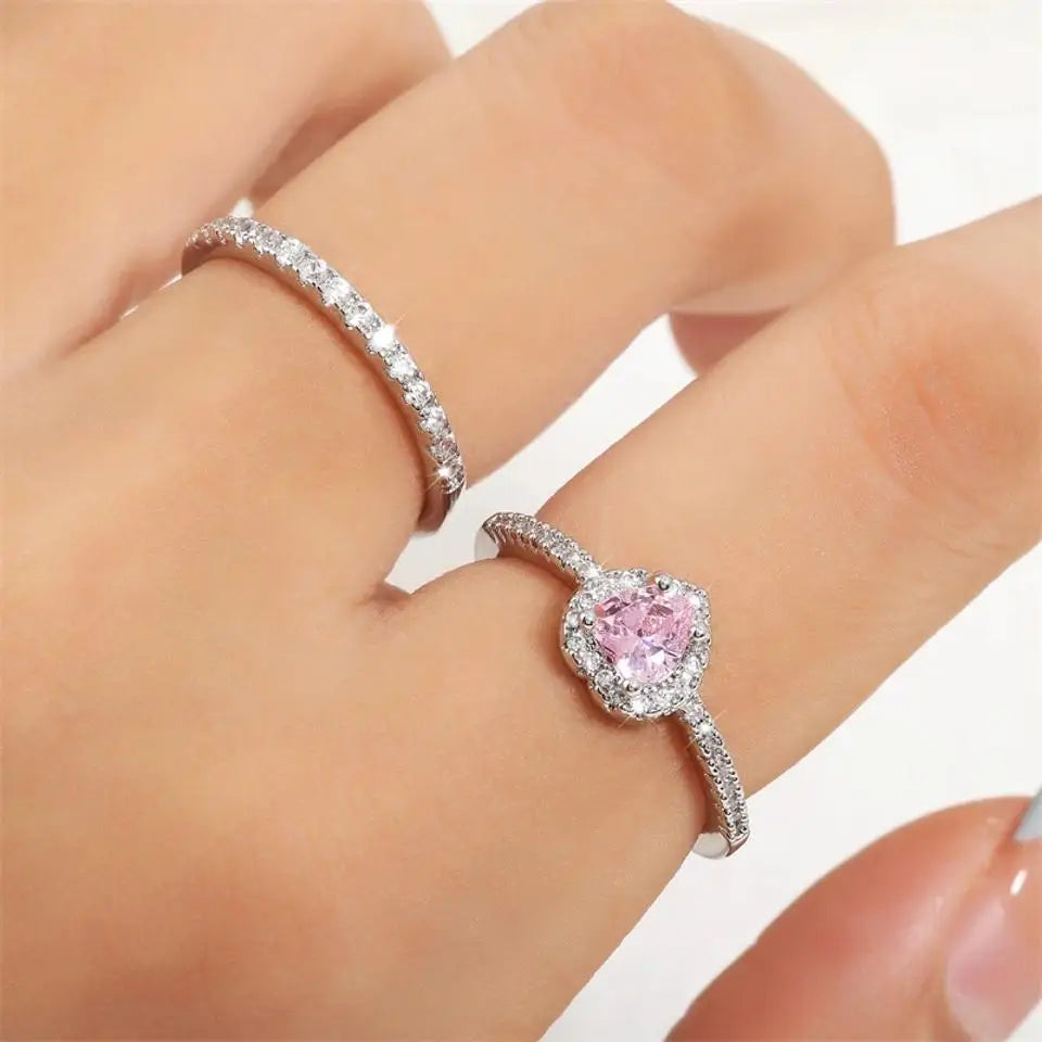 Pink Heart Ring with sparkly band